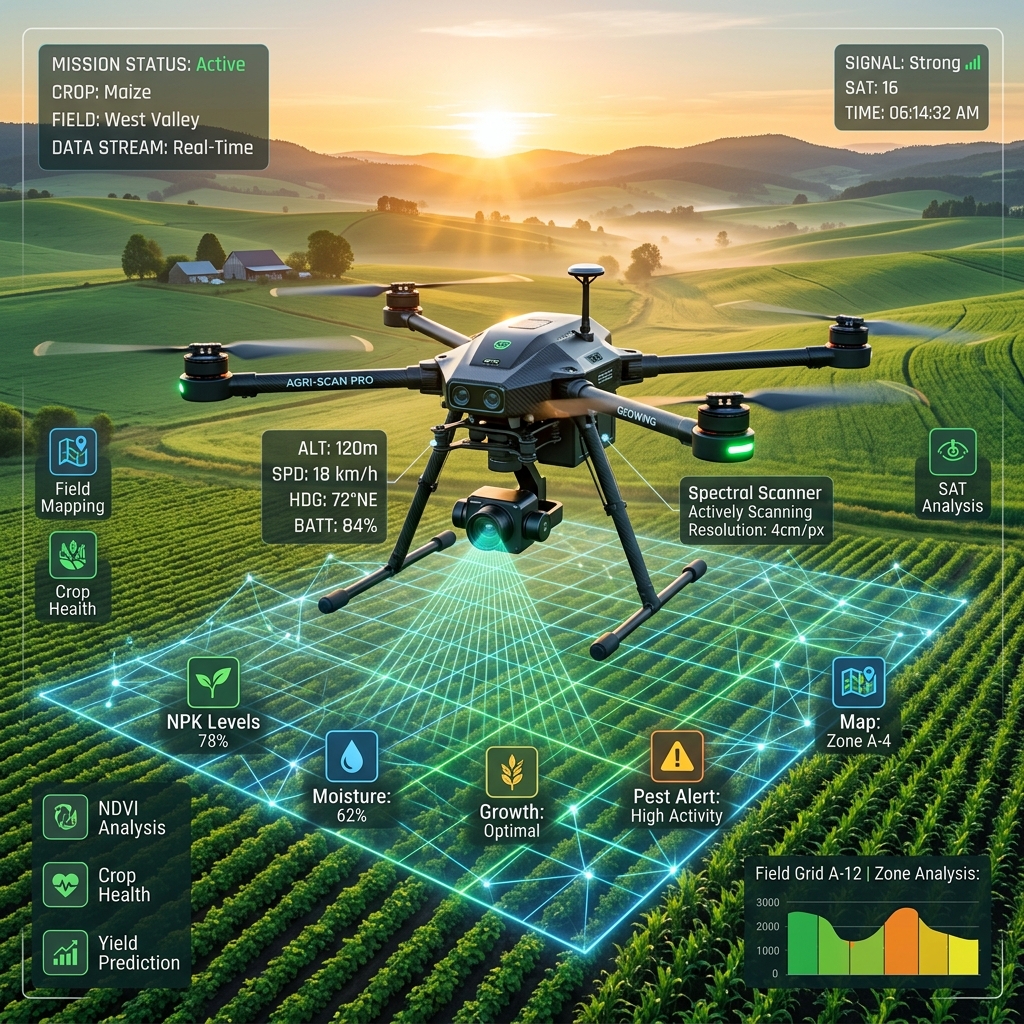 IPS CeresAI Agricultural Drone scanning farm fields