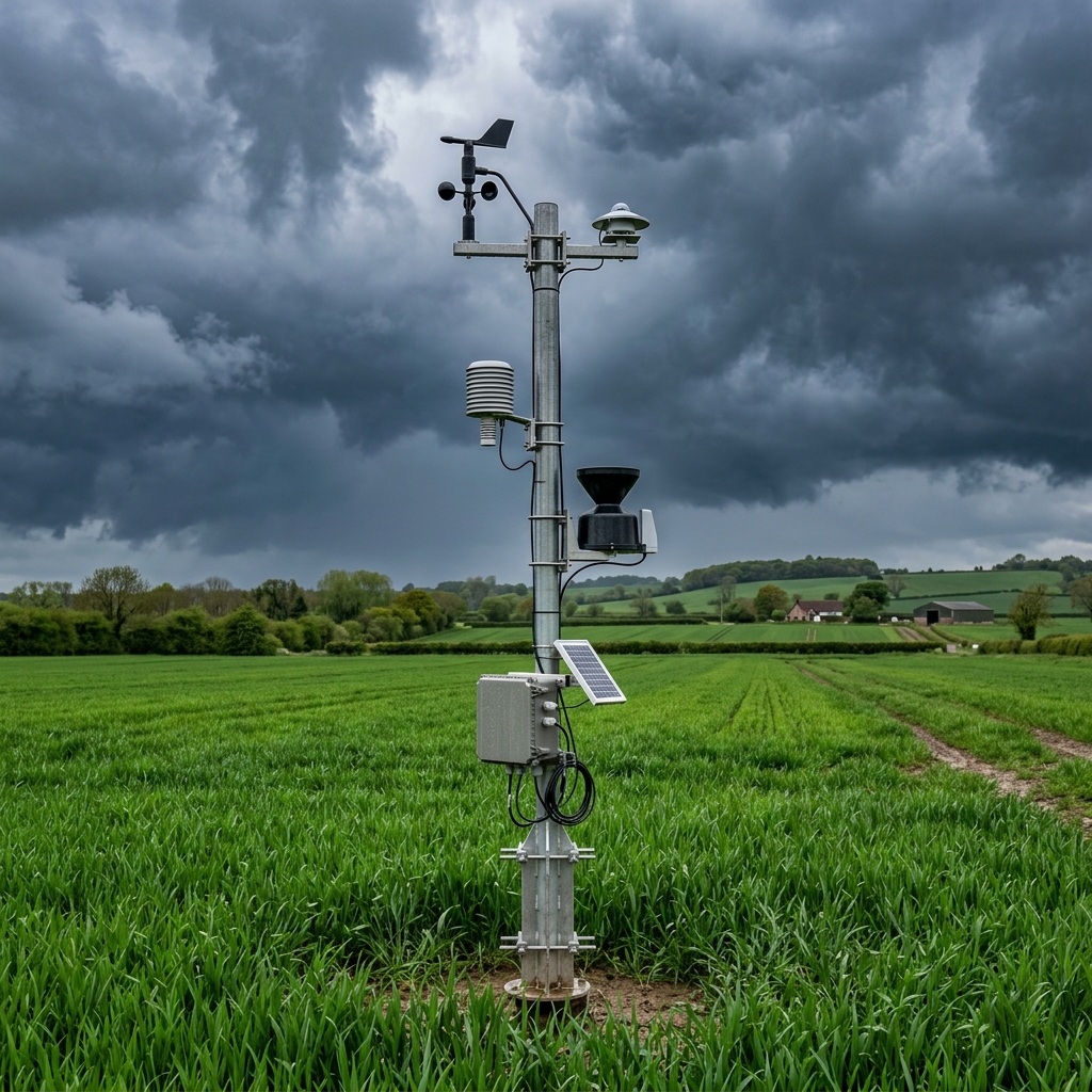 Meteorological weather sensors on field